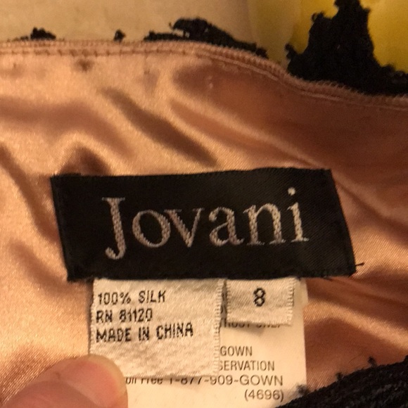 Jovani Black Beaded Silk & Lace Dress - Picture 13 of 15